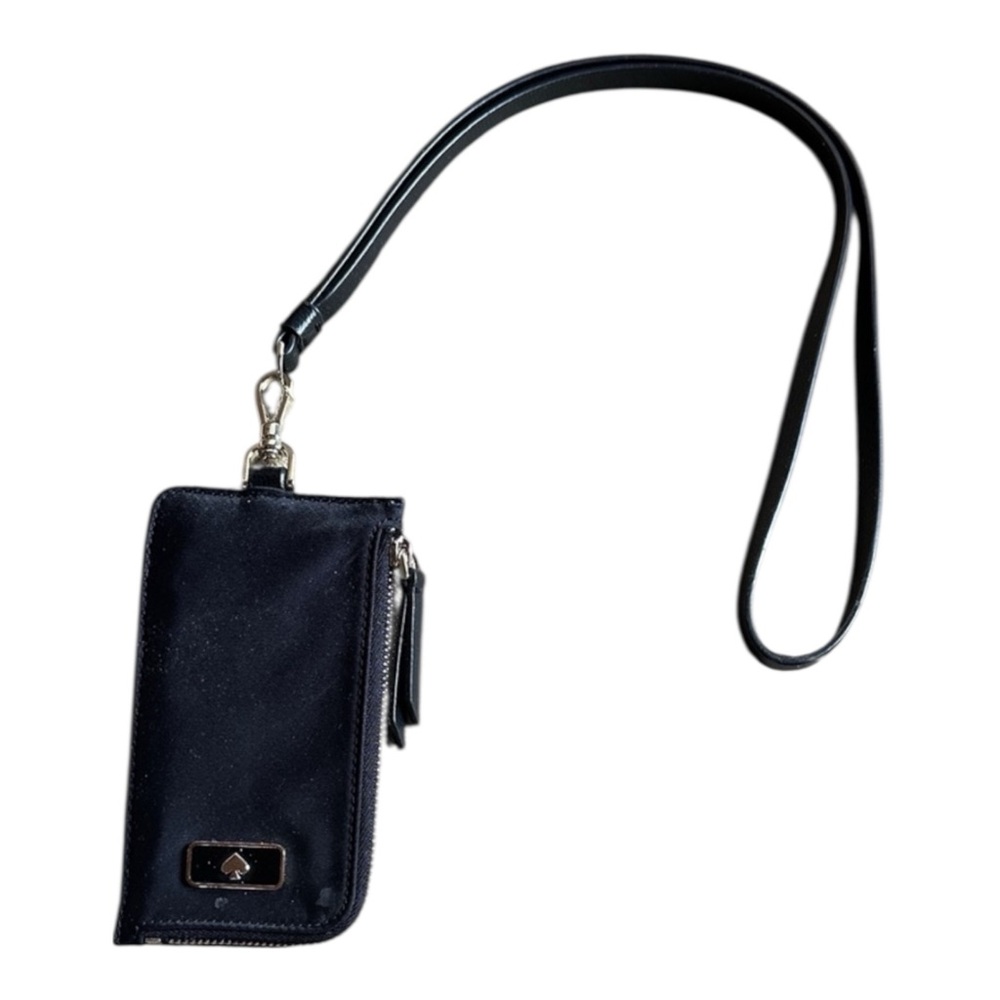 Kate Spade New York Dawn Card Case,  ID Lanyard. Black Nylon